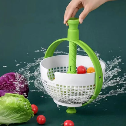 Rotating Drain Basket Folding Drainer Basket Fruit Vegetable Centrifuge Salad Spinner with Collapsible Handle Kitchen Supplies
